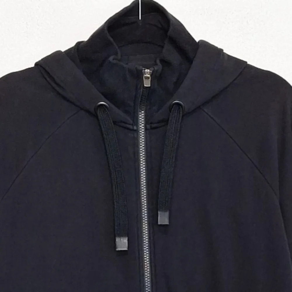 Athleta Black Long Sleeve Pockets Gorpcore Goth Athleisure Full Zip Hoodie Sz L - Picture 5 of 6